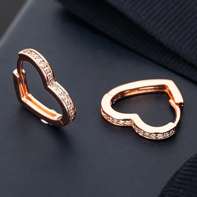 Heart Huggie Hoop Earrings - Rose Gold