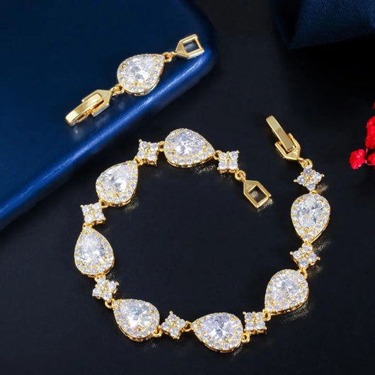 Teardrop Crystal Bracelet - Gold