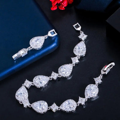 Teardrop Crystal Bracelet - Silver