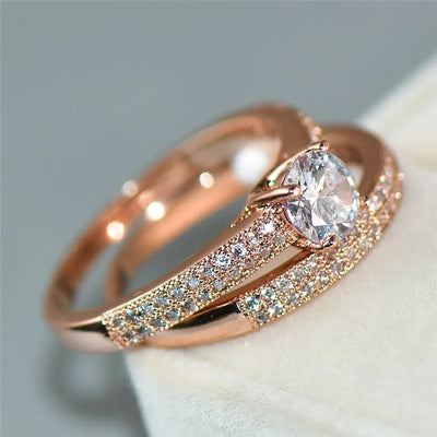 Double Band Bridal Ring Set