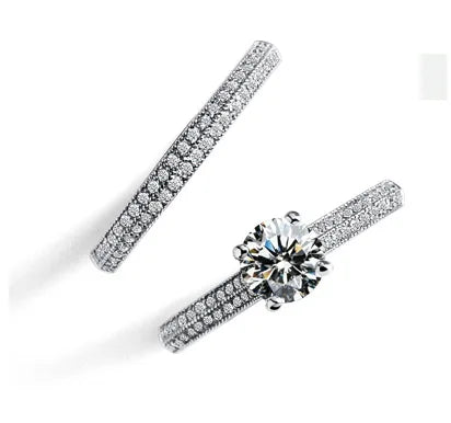 Double Band Bridal Ring Set - worn