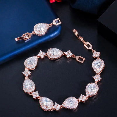 Teardrop Crystal Bracelet - Rose Gold
