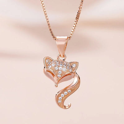 Fox Pendant Necklace - Rose Gold