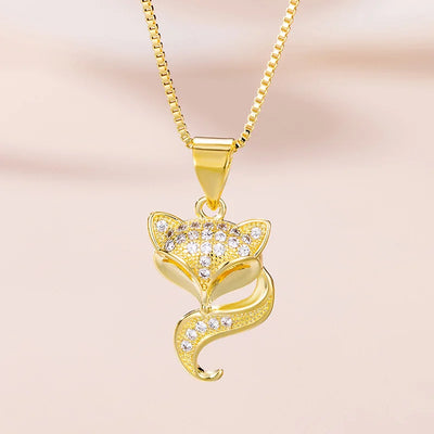 Fox Pendant Necklace - Gold
