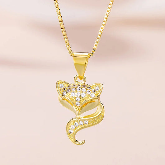 Fox Pendant Necklace - Gold