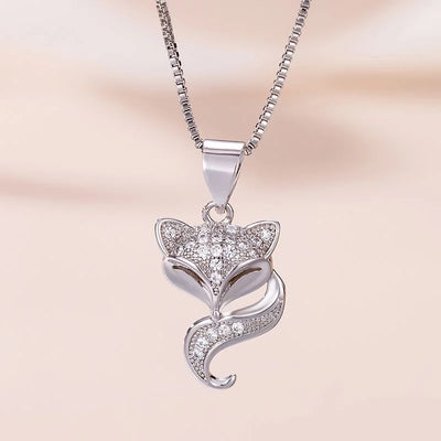 Fox Pendant Necklace - Silver
