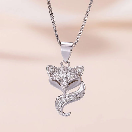 Fox Pendant Necklace - Silver