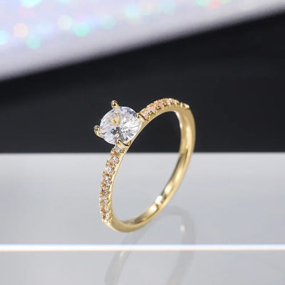 Pave Solitaire Ring - Gold