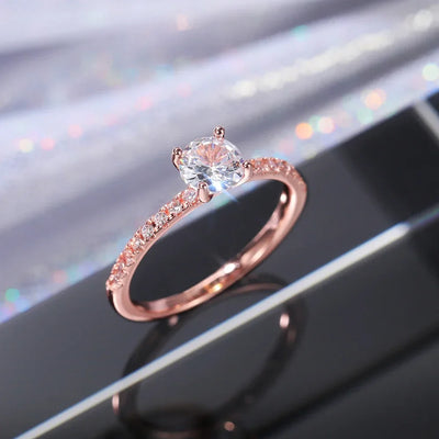 Pave Solitaire Ring - Rose Gold