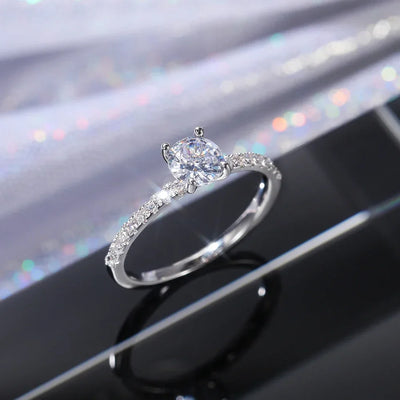 Pave Solitaire Ring - Silver