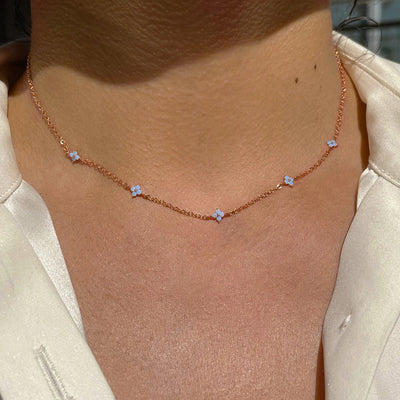 Petite Flower Choker Necklace - Rose Gold