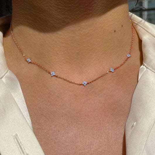 Petite Flower Choker Necklace - Rose Gold