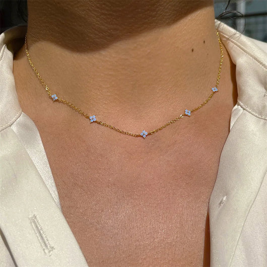 Petite Flower Choker Necklace - Gold
