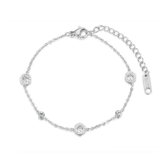 Roman Numeral Charm Bracelet - Silver