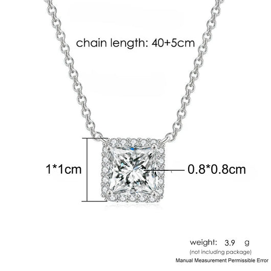 Princess Halo Pendant Necklace - Silver