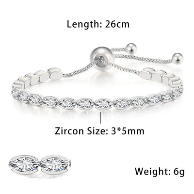 Oval Crystal Slider Bracelet - Silver