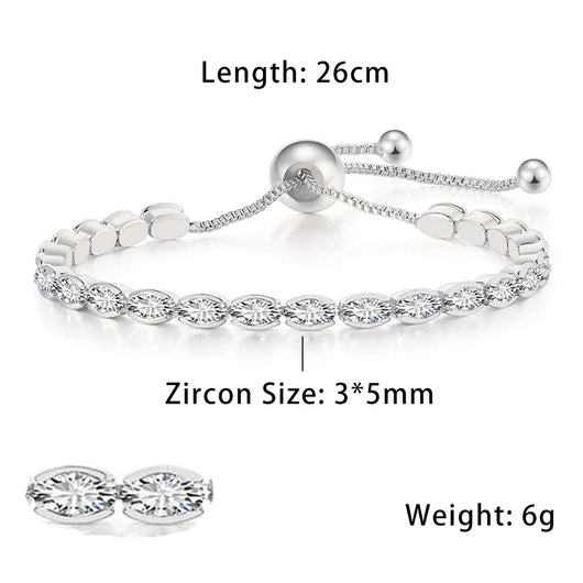 Oval Crystal Slider Bracelet - Silver