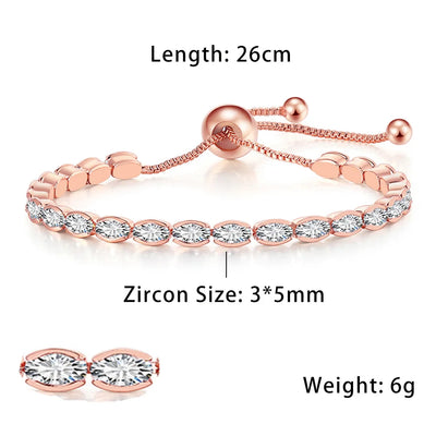 Oval Crystal Slider Bracelet - Rose Gold