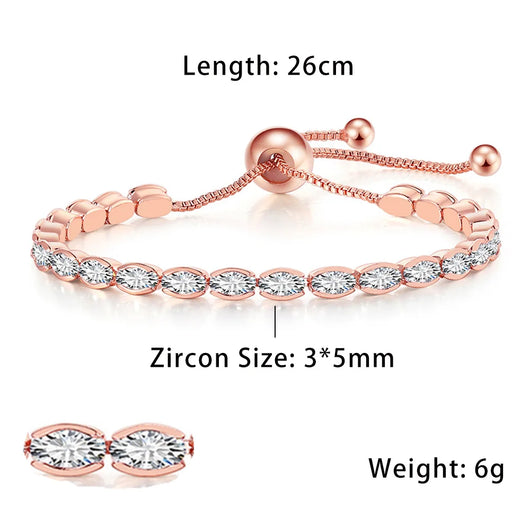 Oval Crystal Slider Bracelet - Rose Gold