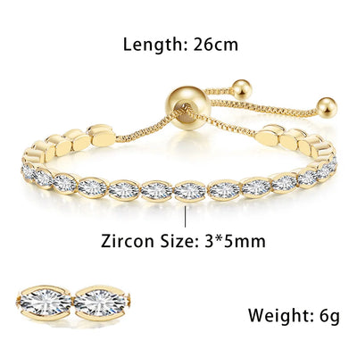 Oval Crystal Slider Bracelet - Gold