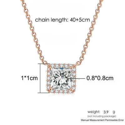 Princess Halo Pendant Necklace - Rose Gold