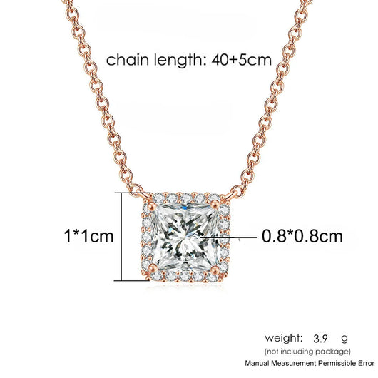 Princess Halo Pendant Necklace - Rose Gold