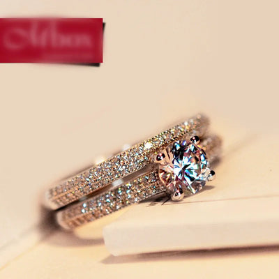 Double Band Bridal Ring Set - detail