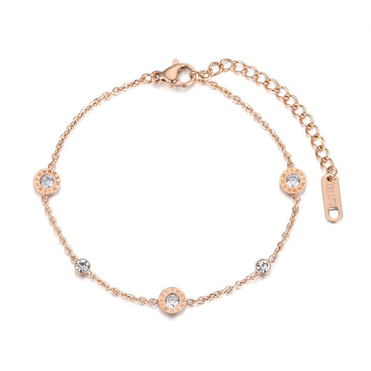 Roman Numeral Charm Bracelet - Rose Gold
