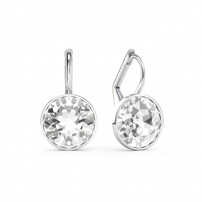Bella Crystal Drop Earrings - Silver