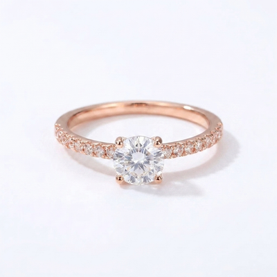 Pave Solitaire Ring - Rose Gold