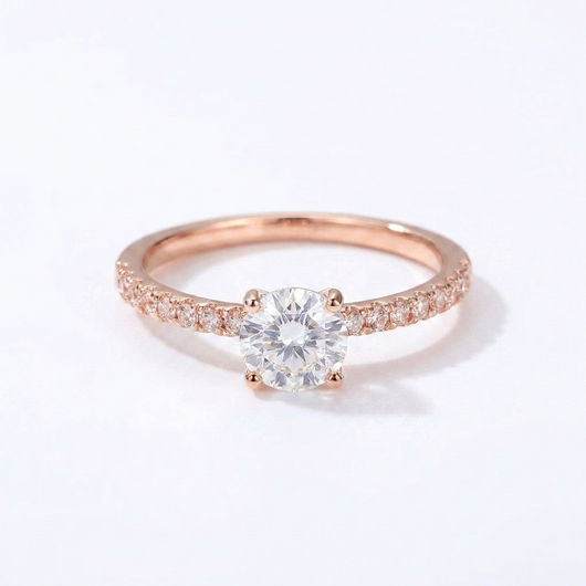 Pave Solitaire Ring - Rose Gold