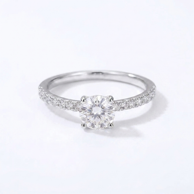 Pave Solitaire Ring - Silver