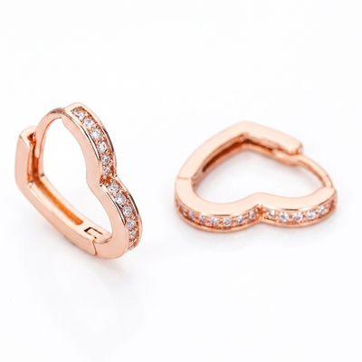 Heart Huggie Hoop Earrings - Rose Gold