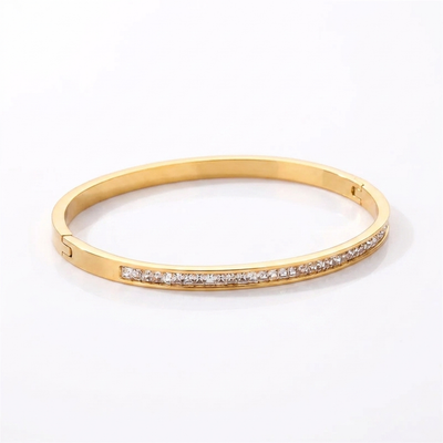 Crystal Channel Bangle - Gold