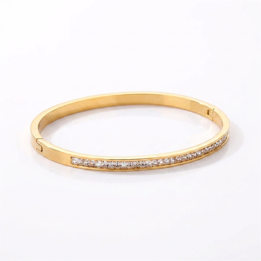 Crystal Channel Bangle - Gold