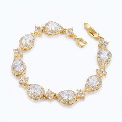 Teardrop Crystal Bracelet - Gold