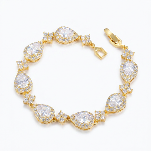Teardrop Crystal Bracelet - Gold
