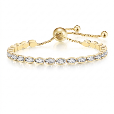 Oval Crystal Slider Bracelet - Gold