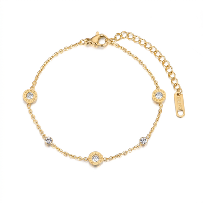 Roman Numeral Charm Bracelet - Gold