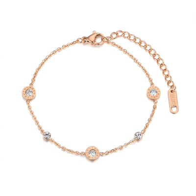 Roman Numeral Charm Bracelet - Rose Gold