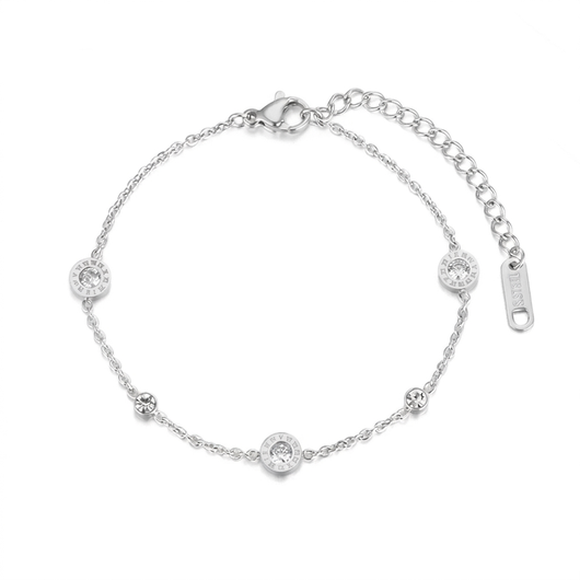 Roman Numeral Charm Bracelet - Silver
