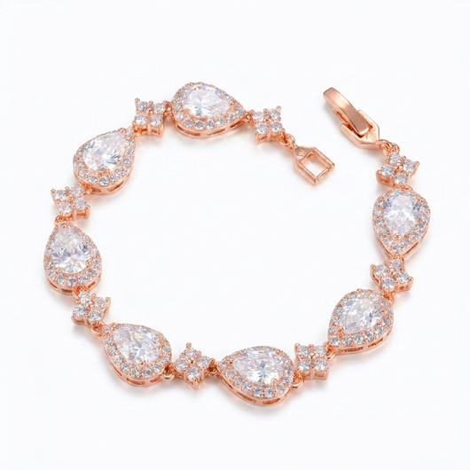 Teardrop Crystal Bracelet - Rose Gold