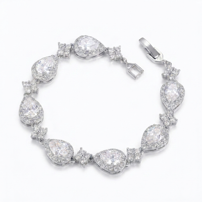 Teardrop Crystal Bracelet - Silver
