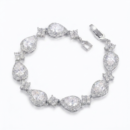 Teardrop Crystal Bracelet - Silver