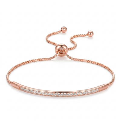 Pave Bar Slider Bracelet - Rose Gold