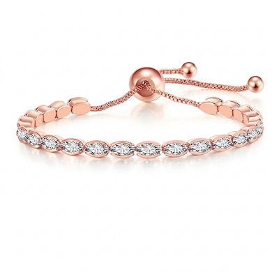 Oval Crystal Slider Bracelet - Rose Gold