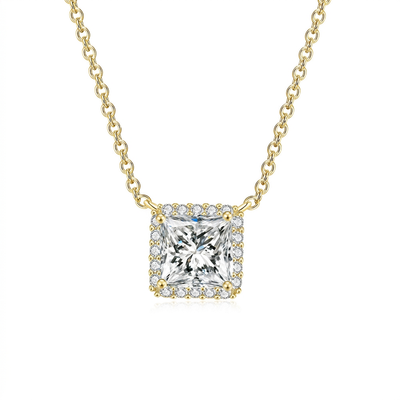Princess Halo Pendant Necklace - Gold