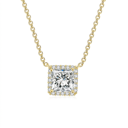 Princess Halo Pendant Necklace