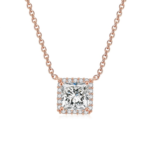 Princess Halo Pendant Necklace