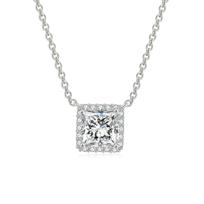 Princess Halo Pendant Necklace - Silver